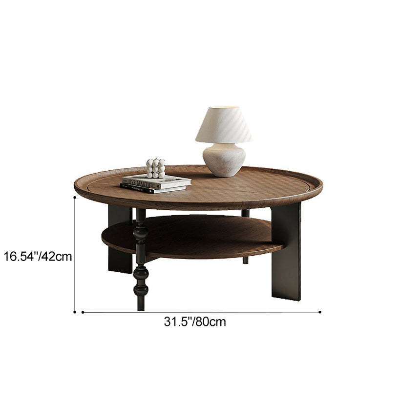 French Round Ash 2-Tier Coffee Table