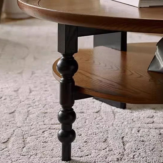 French Round Ash 2-Tier Coffee Table