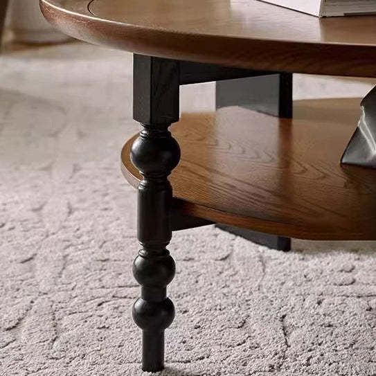 French Round Ash 2-Tier Coffee Table