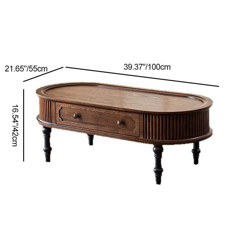 French Cube Pine Wood 2-Drawer Coffee Table
