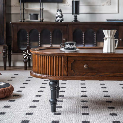 French Cube Pine Wood 2-Drawer Coffee Table