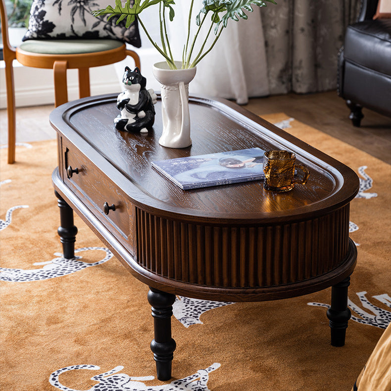 French Cube Pine Wood 2-Drawer Coffee Table