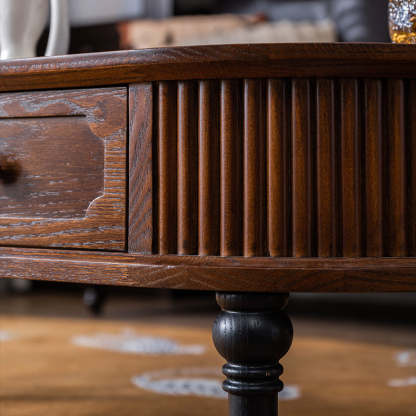 French Cube Pine Wood 2-Drawer Coffee Table