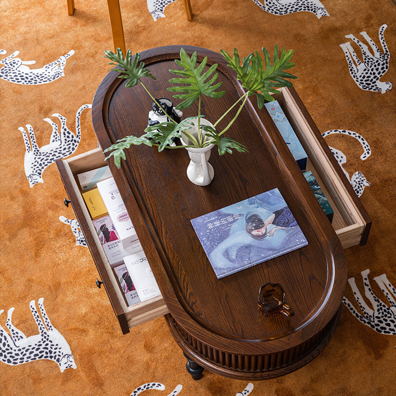 French Cube Pine Wood 2-Drawer Coffee Table