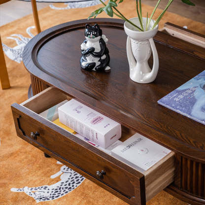 French Cube Pine Wood 2-Drawer Coffee Table