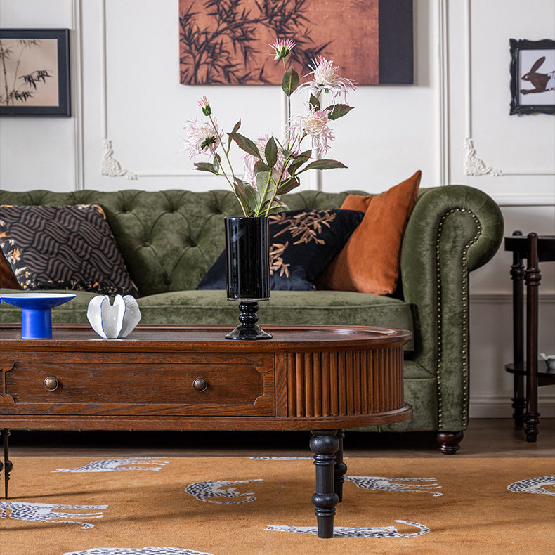 French Cube Pine Wood 2-Drawer Coffee Table