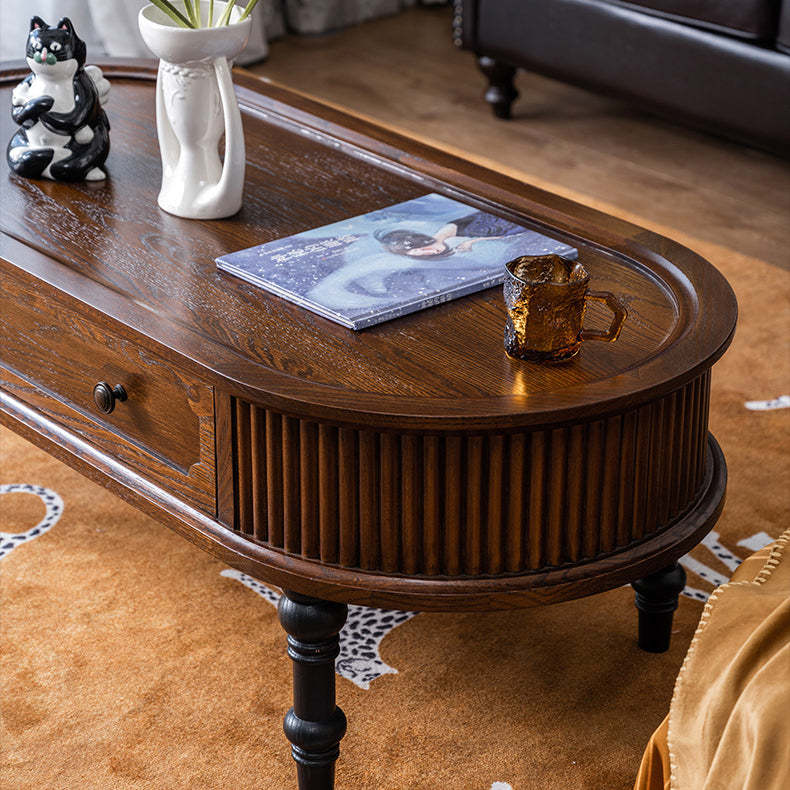 French Cube Pine Wood 2-Drawer Coffee Table