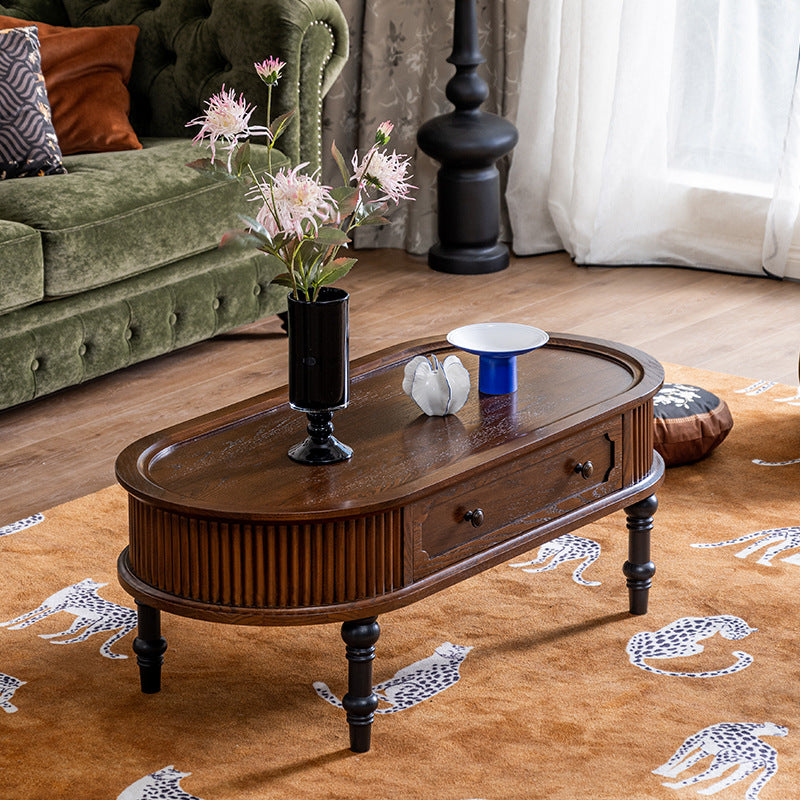 French Cube Pine Wood 2-Drawer Coffee Table
