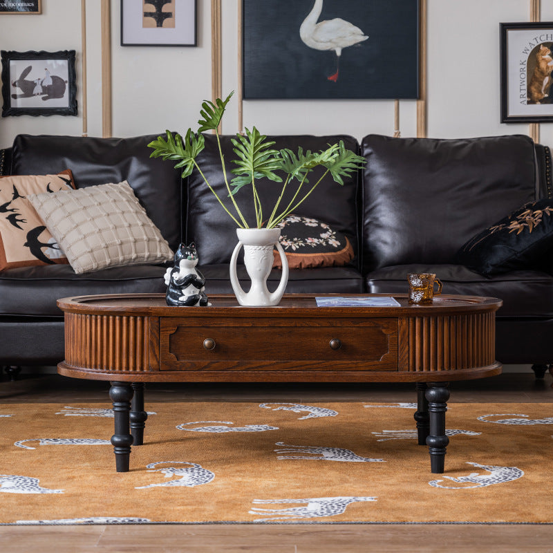 French Cube Pine Wood 2-Drawer Coffee Table
