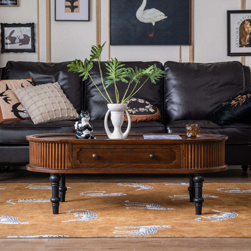 French Cube Pine Wood 2-Drawer Coffee Table
