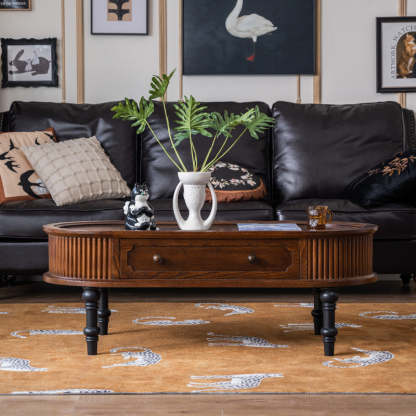 French Cube Pine Wood 2-Drawer Coffee Table
