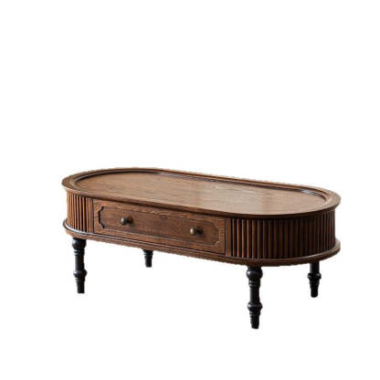 French Cube Pine Wood 2-Drawer Coffee Table