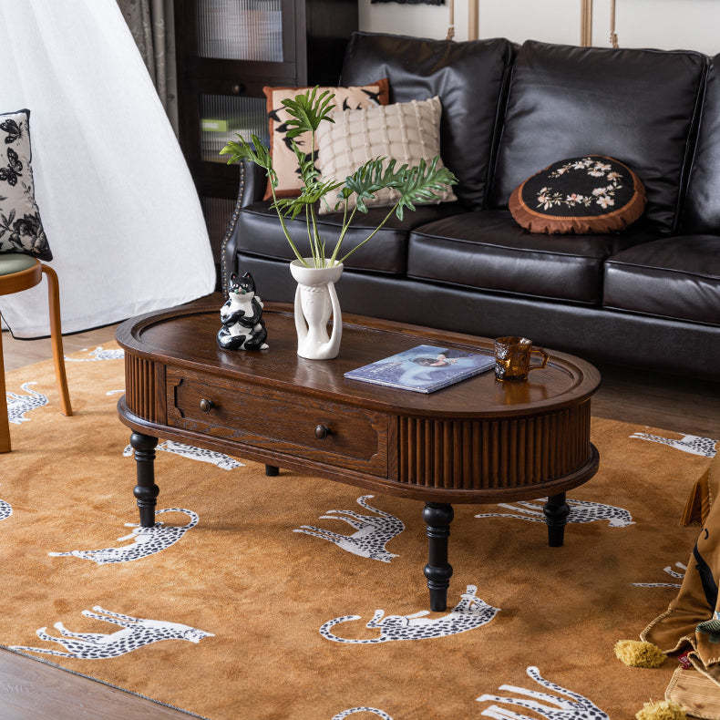 French Cube Pine Wood 2-Drawer Coffee Table