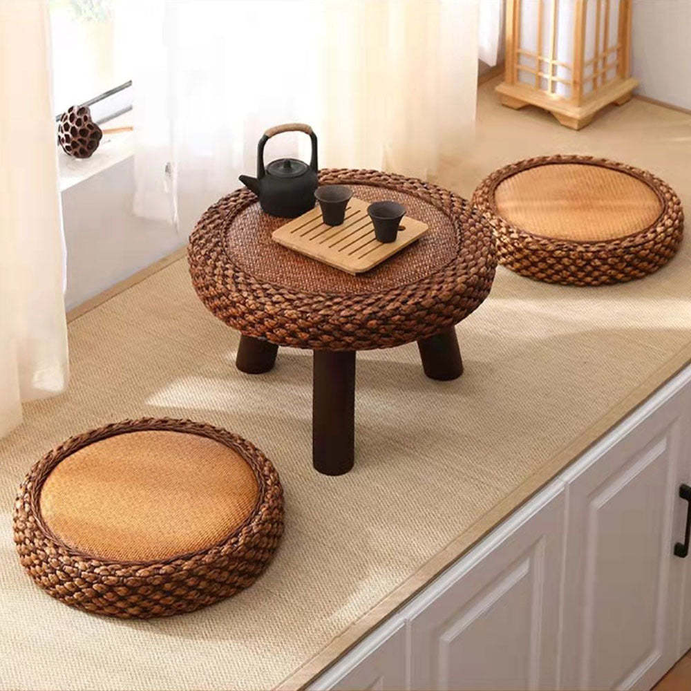 Japanese Cottonwood Rattan Coffee Table — Round / Coffee Color