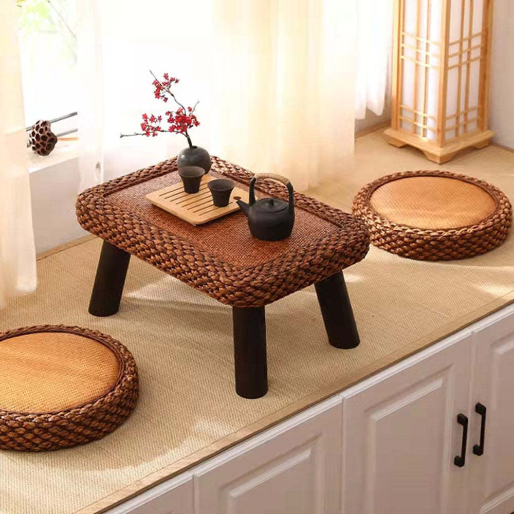 Traditional cottonwood coffee tables in rattan — 24.5" L x 16.5" W x 11.5" H