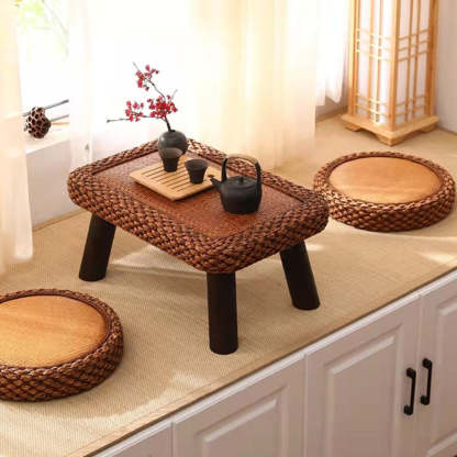 Japanese Cottonwood Rattan Coffee Table — Rectangle / Coffee Color
