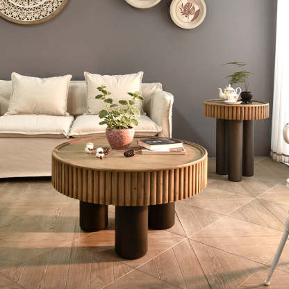 Nordic Cylinder Solid Wood Coffee Table — A