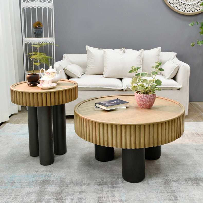 Nordic Cylinder Solid Wood Coffee Table — B