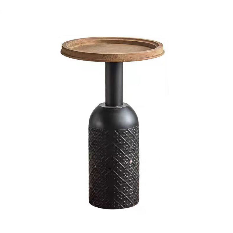 Rustic Cylinder Iron Samarium Tray Side Table