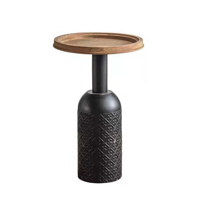 Rustic Cylinder Iron Samarium Tray Side Table