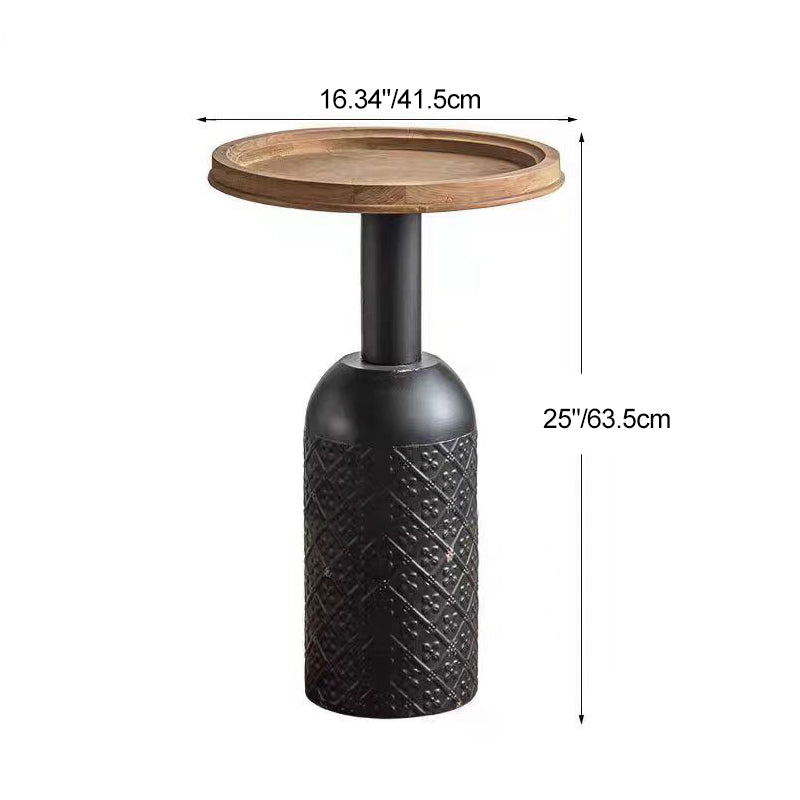 Rustic Cylinder Iron Samarium Tray Side Table