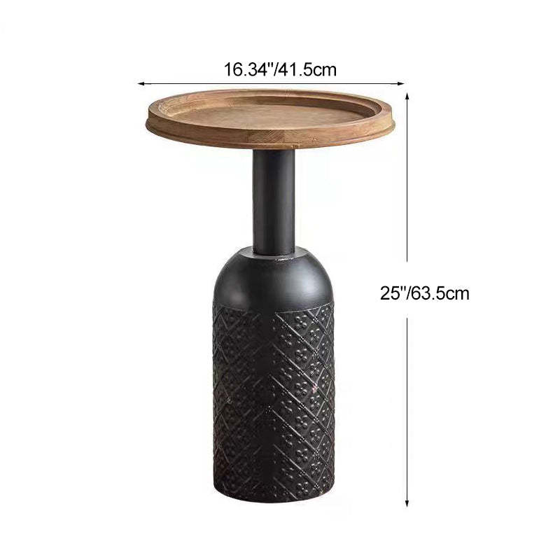 Rustic Cylinder Iron Samarium Tray Side Table