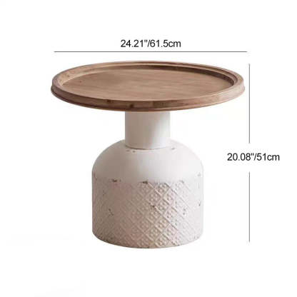 Rustic Cylinder Iron Samarium Tray Side Table