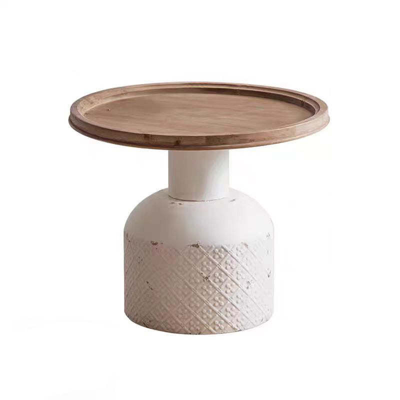Rustic Cylinder Iron Samarium Tray Side Table