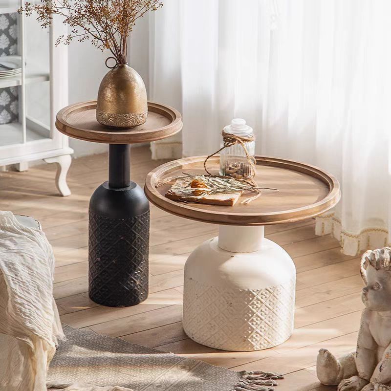 Rustic Cylinder Iron Samarium Tray Side Table — A