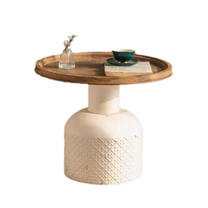Rustic Cylinder Iron Samarium Tray Side Table