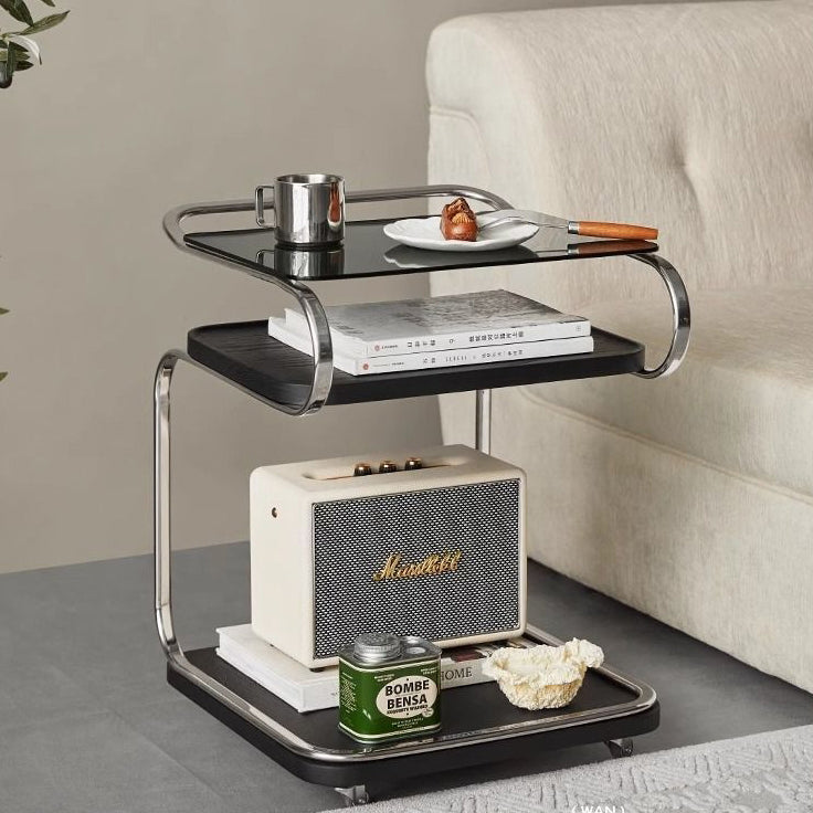 Scandinavian Glass 3-Tier Side Table