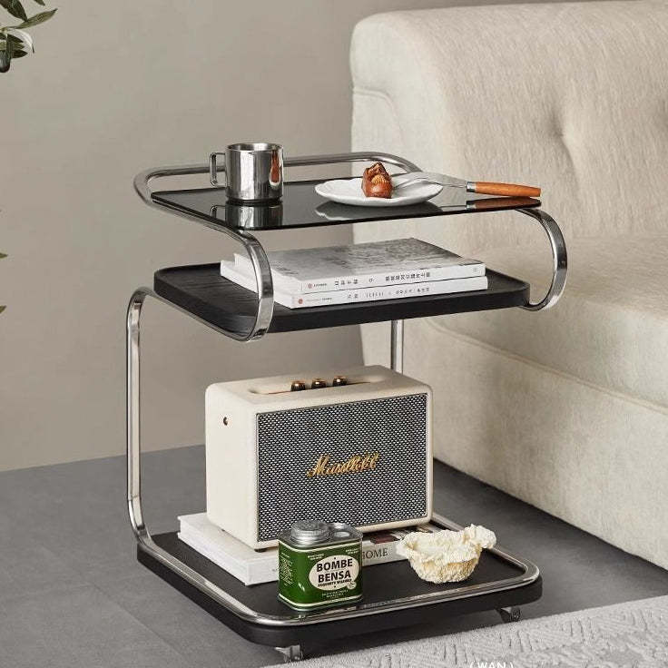 Scandinavian Glass 3-Tier Side Table
