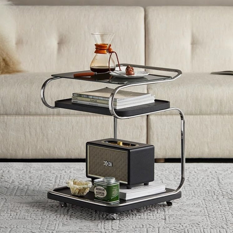 Scandinavian Glass 3-Tier Side Table