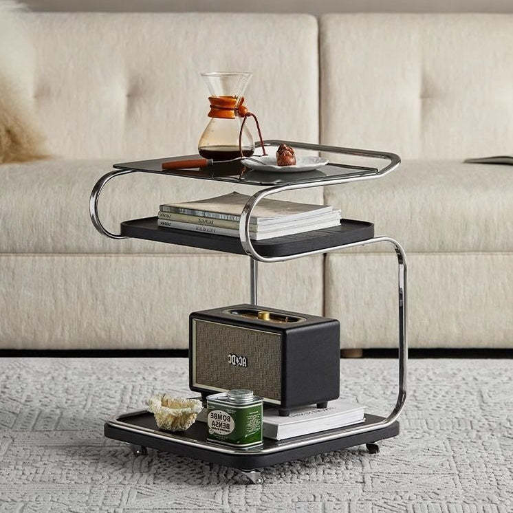 Scandinavian Glass 3-Tier Side Table