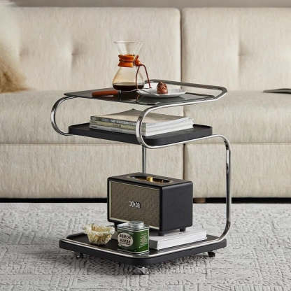 Scandinavian Glass 3-Tier Side Table