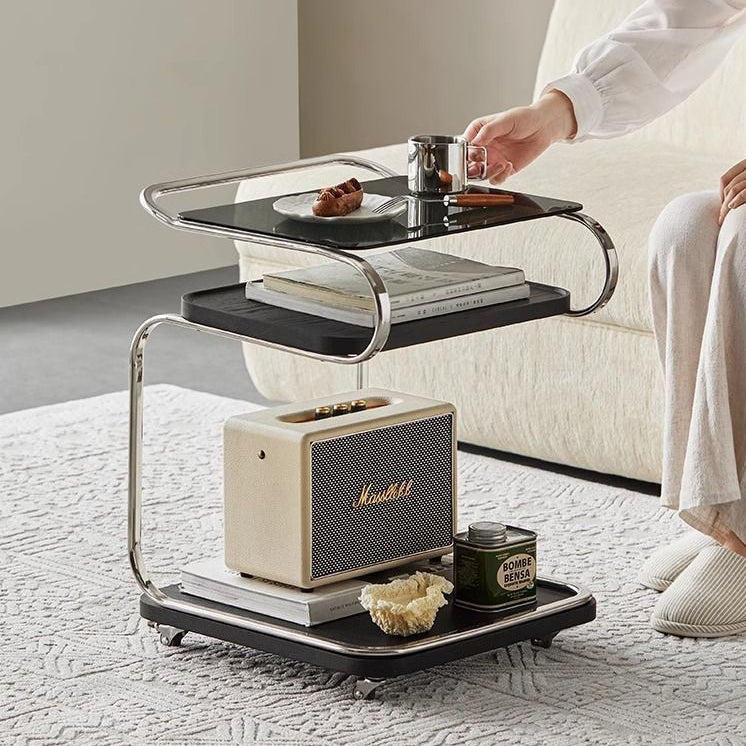 Scandinavian Glass 3-Tier Side Table