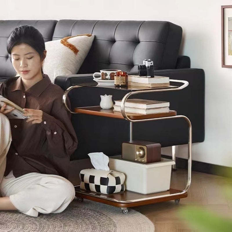 Scandinavian Glass 3-Tier Side Table