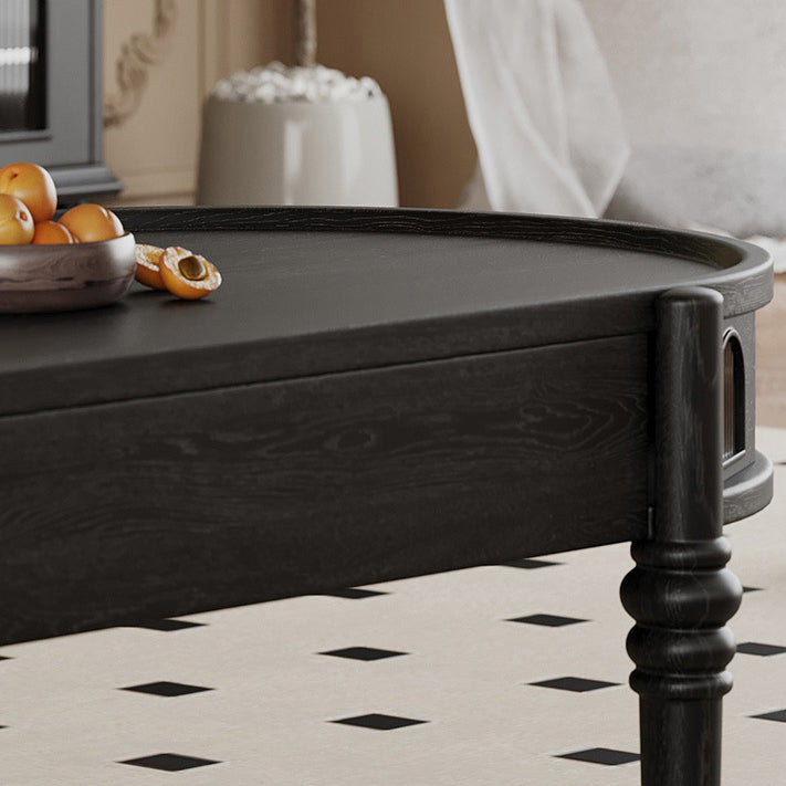 French Cube Glass Wood 1-Drawer Coffee Table
