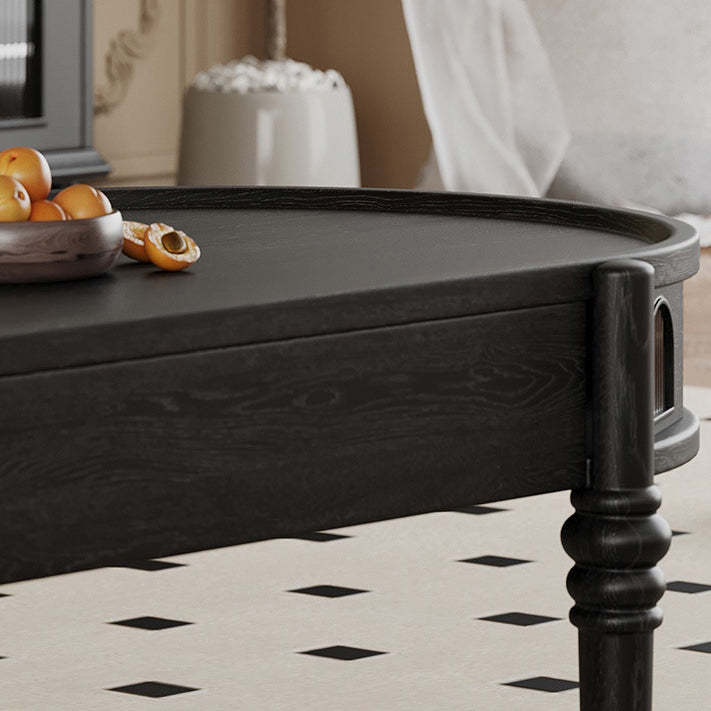 French Cube Glass Wood 1-Drawer Coffee Table