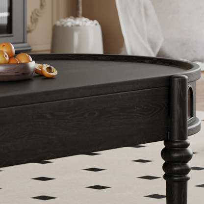 French Cube Glass Wood 1-Drawer Coffee Table