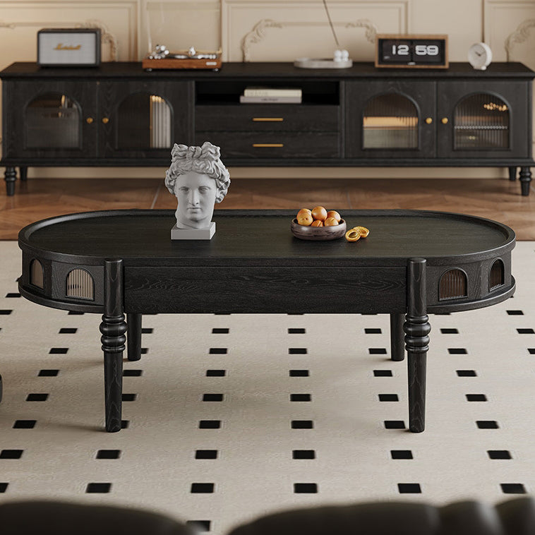 French Cube Glass Wood 1-Drawer Coffee Table