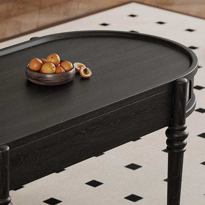 French Cube Glass Wood 1-Drawer Coffee Table