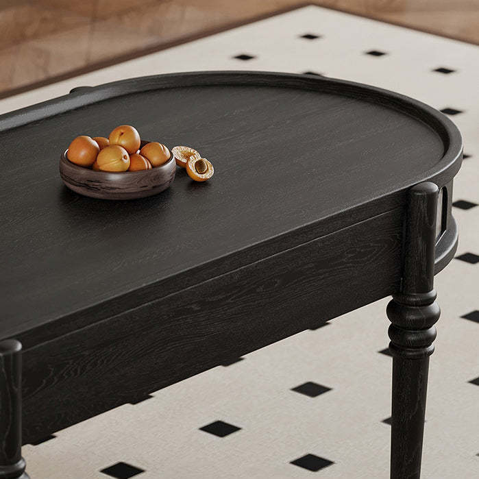 French Cube Glass Wood 1-Drawer Coffee Table