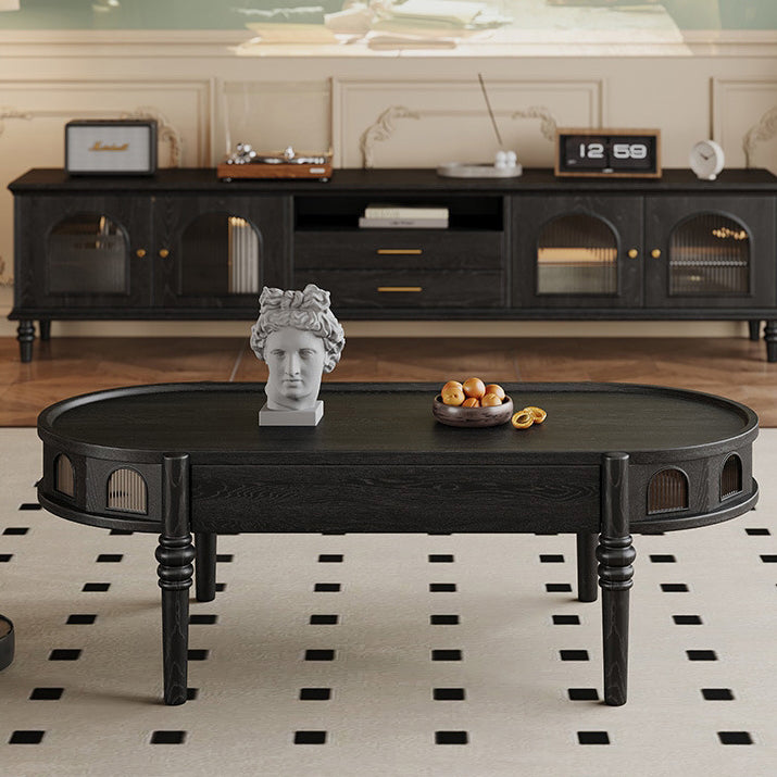 French Cube Glass Wood 1-Drawer Coffee Table