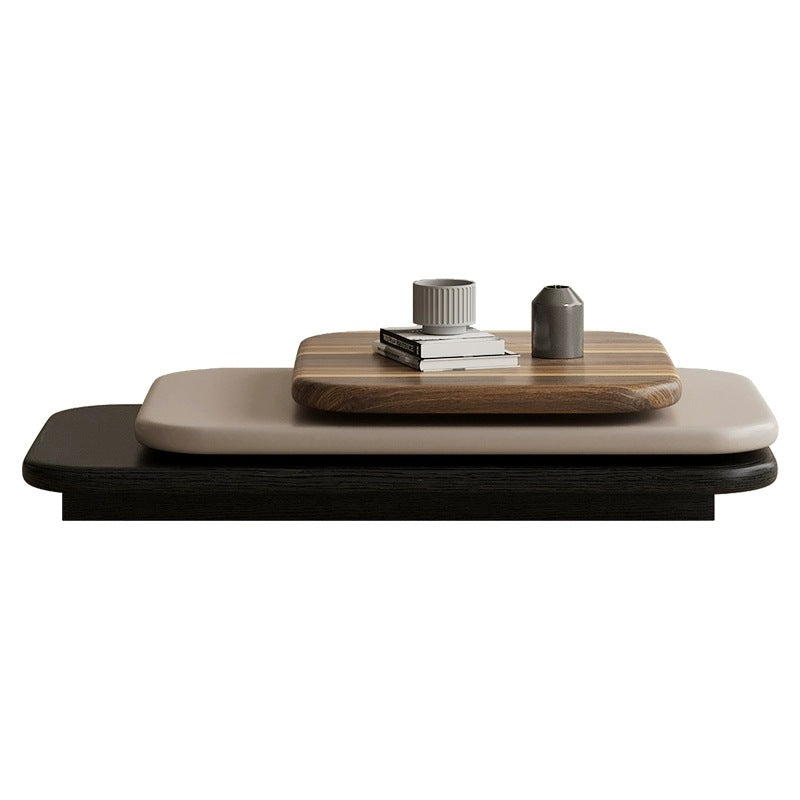 Art Deco Rectangle Rotatable 3-Tier Coffee Table