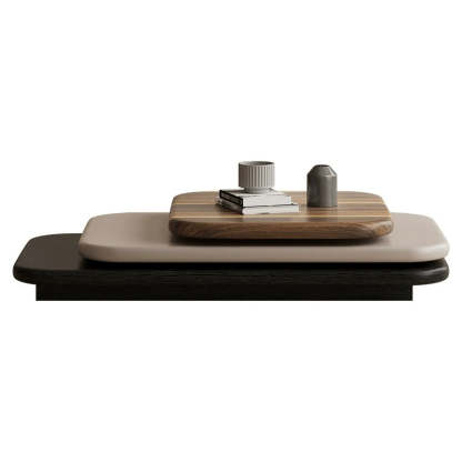 Art Deco Rectangle Rotatable 3-Tier Coffee Table