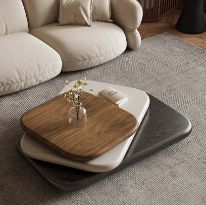 Art Deco Rectangle Rotatable 3-Tier Coffee Table