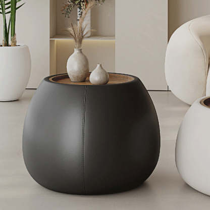 Nordic Leather Walnut Wood Coffee Table