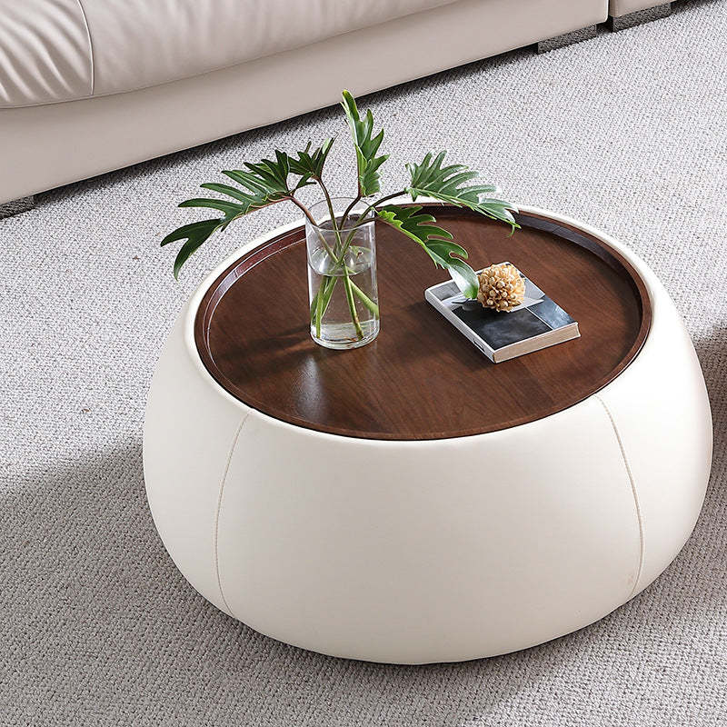 Nordic Leather Walnut Wood Coffee Table