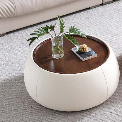 Nordic Leather Walnut Wood Coffee Table